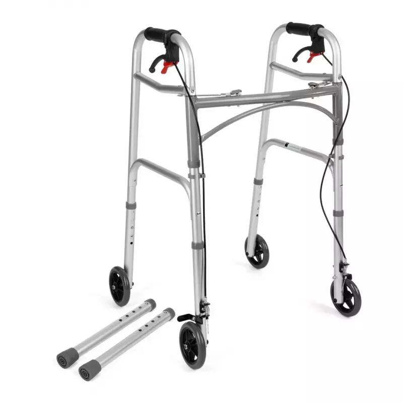 Manuālais ratiņkrēsls TIMAGO JMC-C 3223, alumīnija rāmis, 4 riteņi, regulējams augstums 79–91 cm, maks. slodze 136 kg, platums 595 mm, svars 3,8 kg