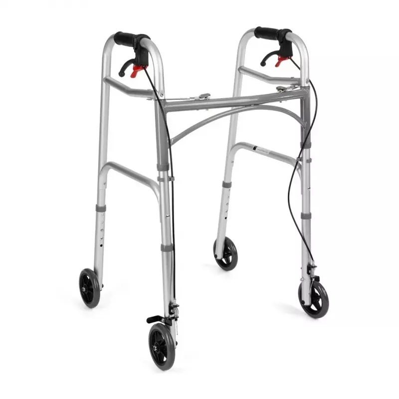 Manuālais ratiņkrēsls TIMAGO JMC-C 3223, alumīnija rāmis, 4 riteņi, regulējams augstums 79–91 cm, maks. slodze 136 kg, platums 595 mm, svars 3,8 kg
