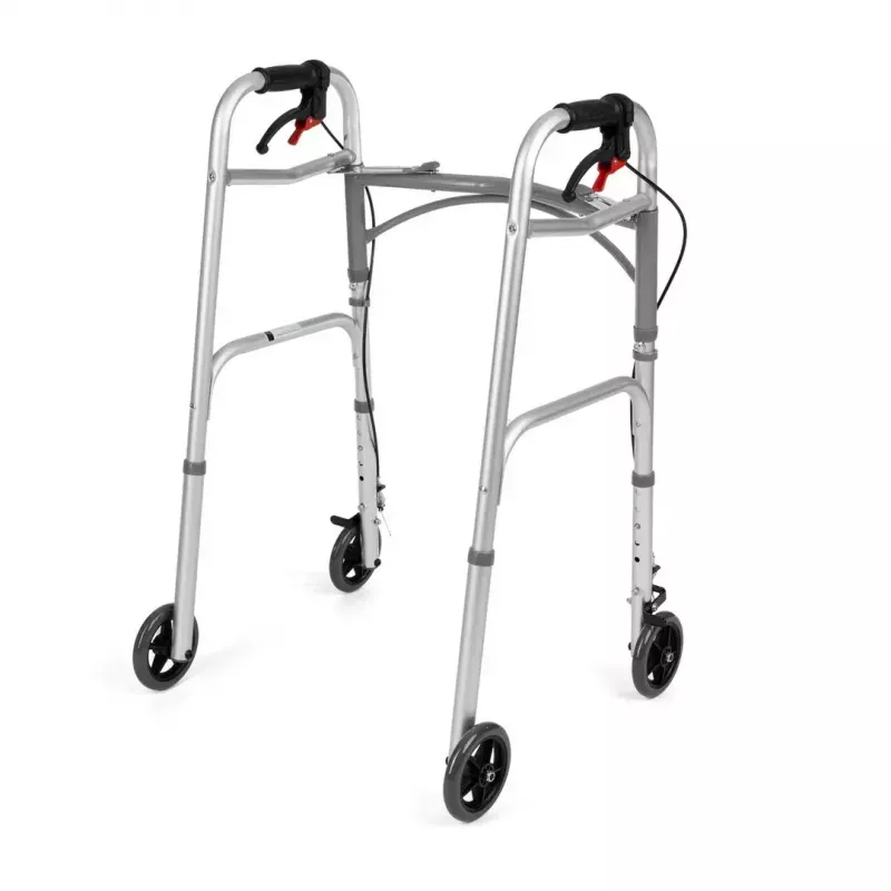 Manuālais ratiņkrēsls TIMAGO JMC-C 3223, alumīnija rāmis, 4 riteņi, regulējams augstums 79–91 cm, maks. slodze 136 kg, platums 595 mm, svars 3,8 kg