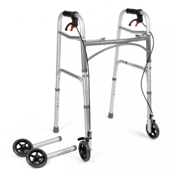 Manuālais ratiņkrēsls TIMAGO JMC-C 3223, alumīnija rāmis, 4 riteņi, regulējams augstums 79–91 cm, maks. slodze 136 kg, platums 595 mm, svars 3,8 kg