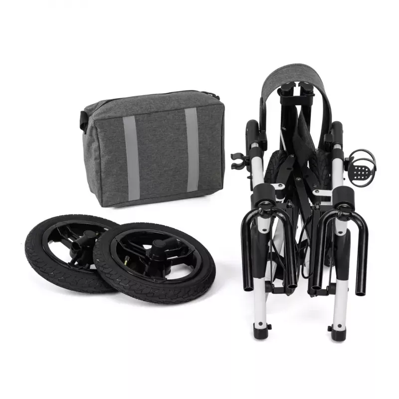 Bezceļu četrriteņu rollators TIMAGO RANGER, alumīnija, regulējams augstums 89,5–102,5 cm, slodze 136 kg, salokāms