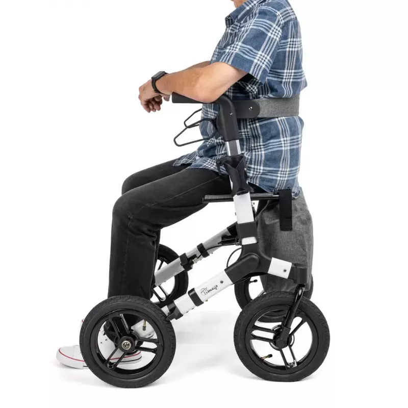 Bezceļu četrriteņu rollators TIMAGO RANGER, alumīnija, regulējams augstums 89,5–102,5 cm, slodze 136 kg, salokāms