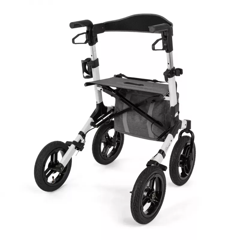 Bezceļu četrriteņu rollators TIMAGO RANGER, alumīnija, regulējams augstums 89,5–102,5 cm, slodze 136 kg, salokāms
