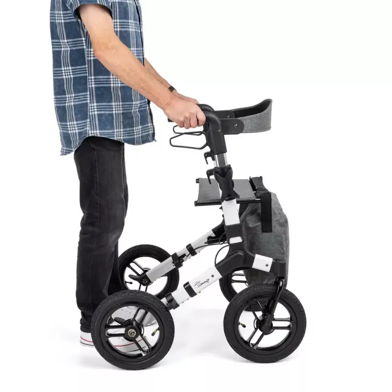 Bezceļu četrriteņu rollators TIMAGO RANGER, alumīnija, regulējams augstums 89,5–102,5 cm, slodze 136 kg, salokāms