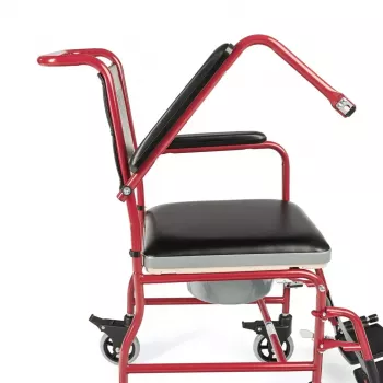 Tualetes ratiņkrēsls TIMAGO FS 692 salokāms, viegls, ar komodes sēdekli, tērauda rāmi, 4 riteņiem, kravnesība 100 kg