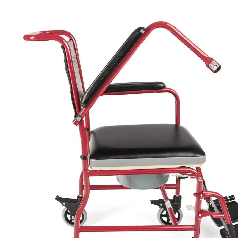 Tualetes ratiņkrēsls TIMAGO FS 692 salokāms, viegls, ar komodes sēdekli, tērauda rāmi, 4 riteņiem, kravnesība 100 kg