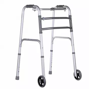 Staigāšanas rāmis VITEA CARE VCBP0031 alumīnija, regulējams augstums 82–100 cm, platums 600 mm, maks. slodze 110 kg, 12 cm riteņi