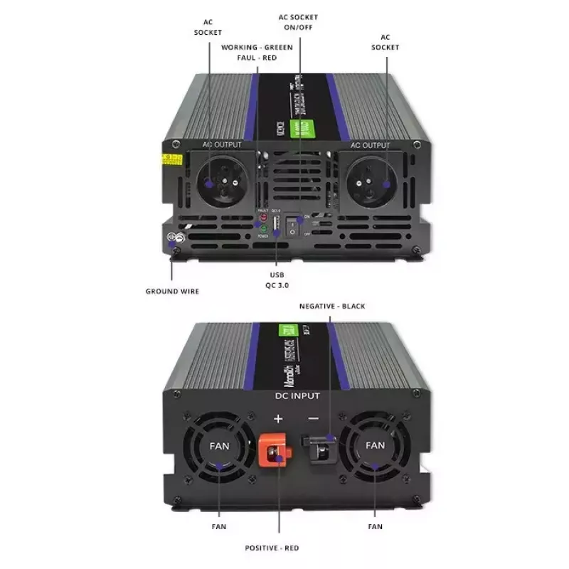 Strāvas pārveidotājs QOLTEC Monolith 6000 MS 12V uz 230V 6000W
