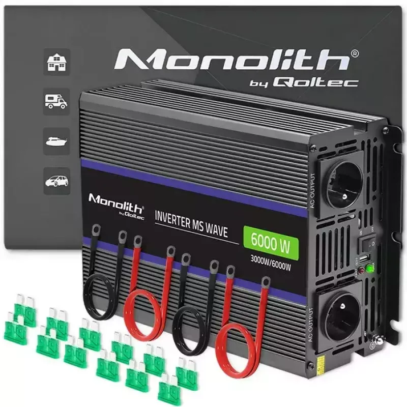 Strāvas pārveidotājs QOLTEC Monolith 6000 MS 12V uz 230V 6000W