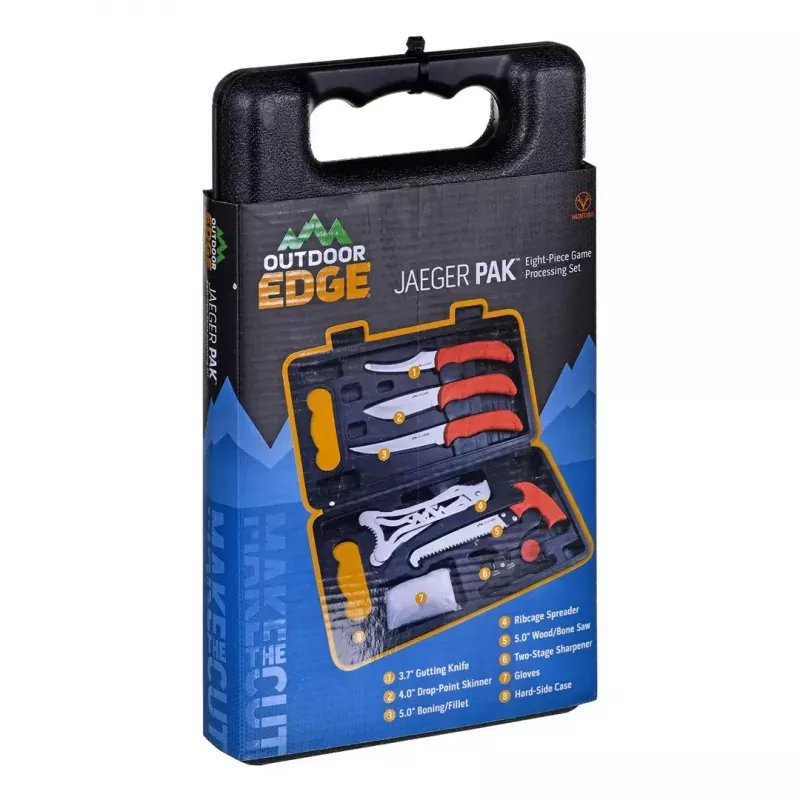 Stacionāra asmens medību komplekts Outdoor Edge Jaeger Pak 02OE069 ar nazi un medījuma apstrādes instrumentiem
