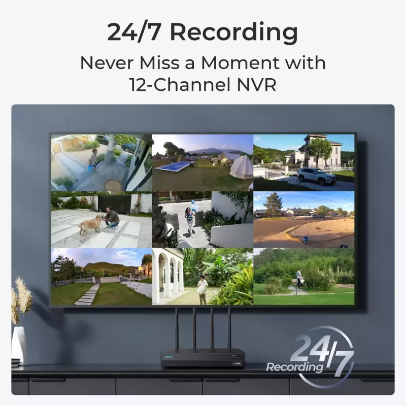 Reolink NVS12W 12 kanālu Wi-Fi 6 NVR ar 16MP atbalstu, 2TB HDD