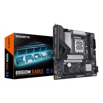 GIGABYTE B860M EAGLE mātesplate - Intel Core Ultra sērijas CPU, 6+1+2+1 fāžu VRM, līdz 9066MHz DDR5, 1xPCIe 5.0 + 1xPCIe 4.0 M.2, 2.5GbE LAN, USB 3.2 Gen 1