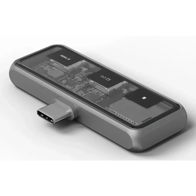 Klēpjdatora doks Satechi ST-HXRSDM — USB 3.2 Gen 2 Type-C dokstacija ar 100 W PD, MicroSD lasītājs, pelēks