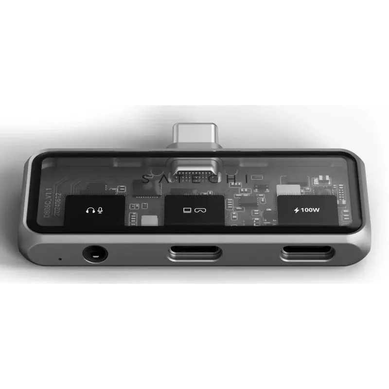 Portatīvā dokstacija Satechi ST-HXRAJM — USB 3.2 Gen 2 (Type-C), 100 W PD, pelēka
