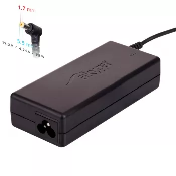 Klēpjdatora strāvas adapteris Akyga AK-ND-12 90 W 19 V 4,74 A maiņstrāvas-līdzstrāvas pārveidotājs, 100–250 V ieeja, melns