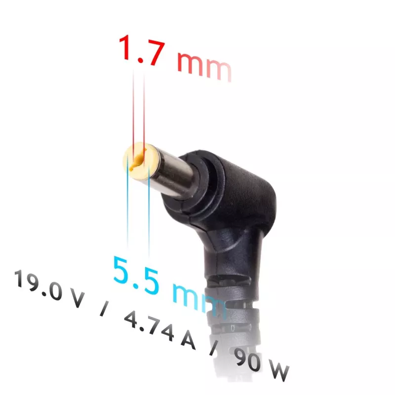 Klēpjdatora strāvas adapteris Akyga AK-ND-12 90 W 19 V 4,74 A maiņstrāvas-līdzstrāvas pārveidotājs, 100–250 V ieeja, melns