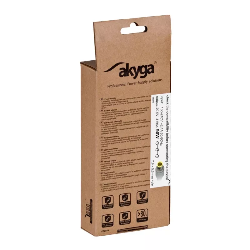 AKYGA piezīmjdatora strāvas adapteris - 20V/4.5A, 90W jauda un 7.9*5.5 mm + tapa spraudnis