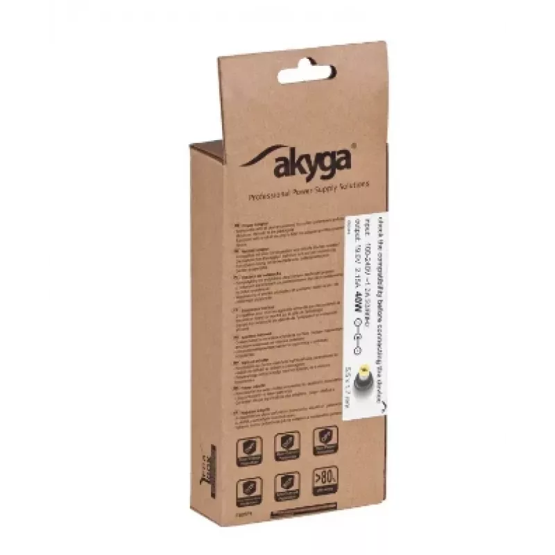 Akyga AK-ND-47 barošanas adapteris Acer klēpjdatoriem, 40 W, 19 V / 2,15 A, 5,5 x 1,7 mm