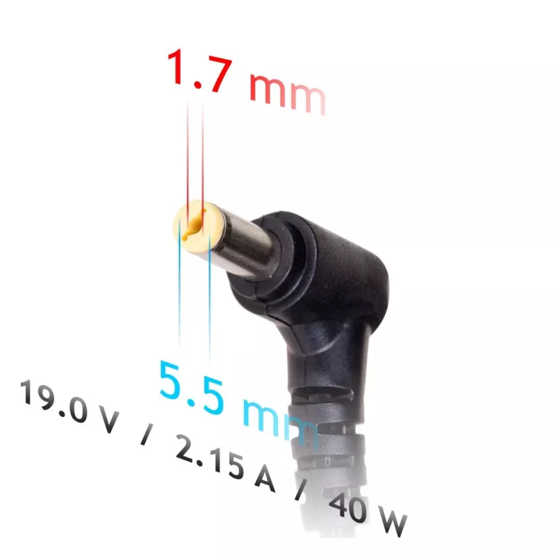 Akyga AK-ND-47 barošanas adapteris Acer klēpjdatoriem, 40 W, 19 V / 2,15 A, 5,5 x 1,7 mm