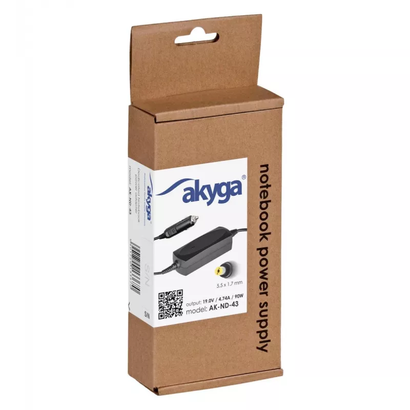 AKYGA klēpjdatora barošanas adapteris - 19V/4,74A, 90W jauda un 5,5*1,7 mm spraudnis