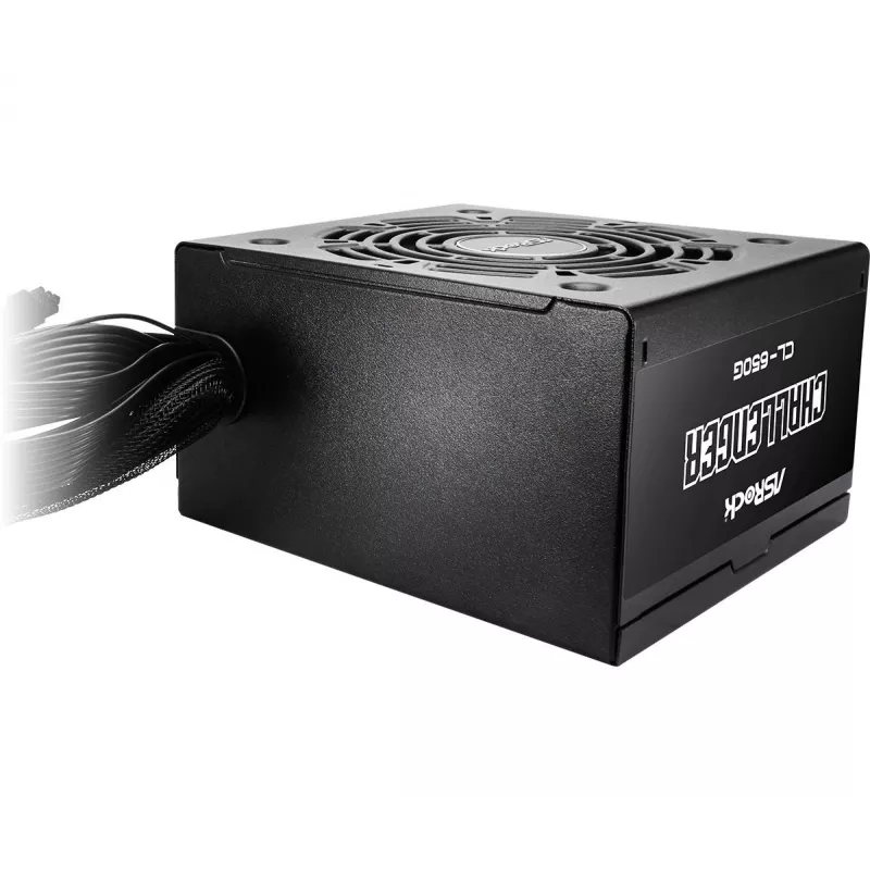 Barošanas bloks ASROCK CL-650G Challenger 650 W 20+4 kontaktu ATX 80 PLUS Gold, 120 mm ventilators, melns
