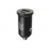 Automašīnas lādētājs zaļa Cell CADM-GC-38AC 38W, 1x USB-C (PD 3.0) + 1x USB-A, alumīnija korpuss, melns