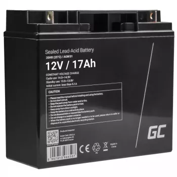Noslēgta svina-skābes baterija zaļa Cell AGM51 12 V 17 Ah, VRLA, bez apkopes, 167×77×181 mm, 4,8 kg
