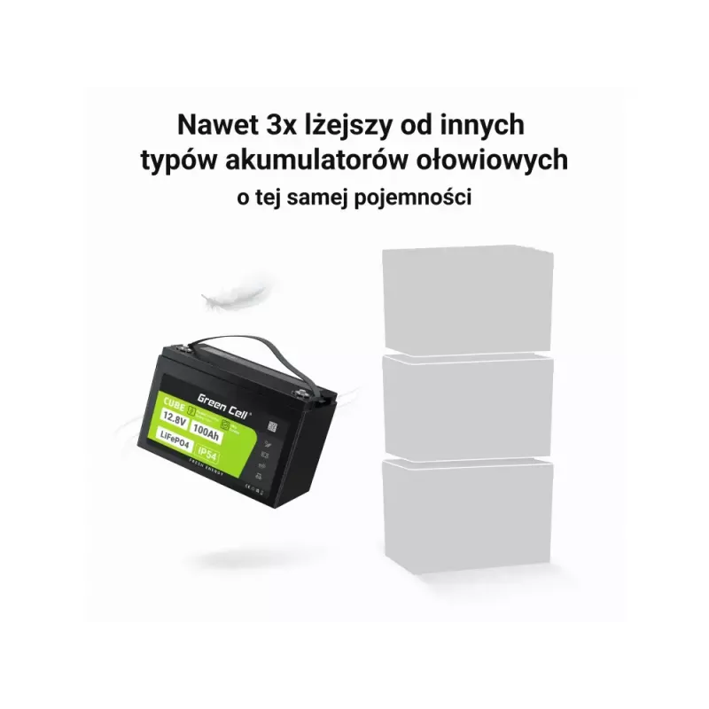 UPS akumulators zaļa Cell LFPGC12V100AH Litija dzelzs fosfāta 12.8V 100Ah