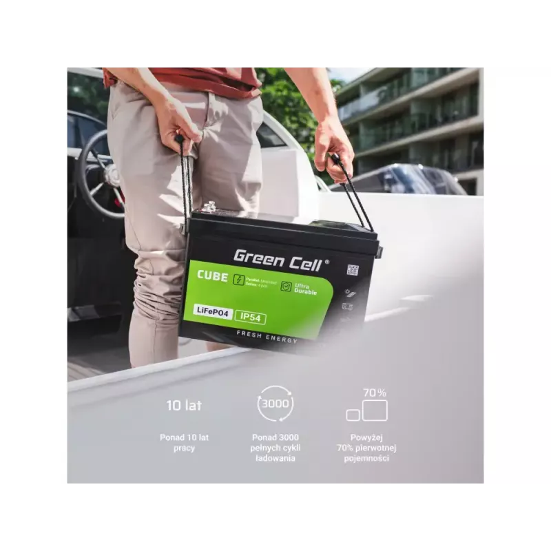 UPS akumulators zaļa Cell LFPGC12V100AH Litija dzelzs fosfāta 12.8V 100Ah