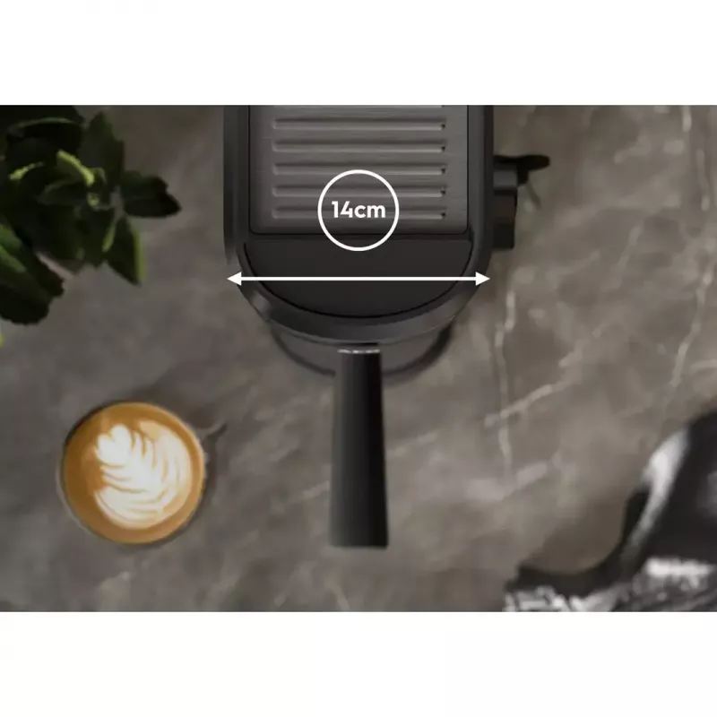 Espresso automāts AEG EC6-1-6BST, manuāls, galda virsmai, 1,0 l ūdens tvertne, 15 bāri, piena putotājs, 1450 W, skārienvadība, melns