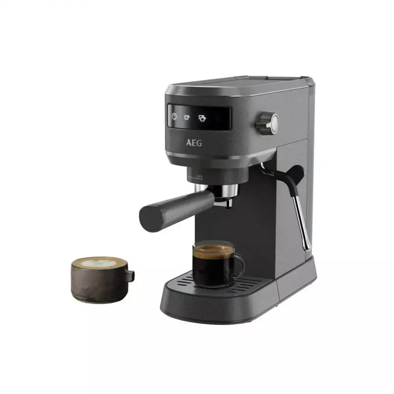 Espresso automāts AEG EC6-1-6BST, manuāls, galda virsmai, 1,0 l ūdens tvertne, 15 bāri, piena putotājs, 1450 W, skārienvadība, melns
