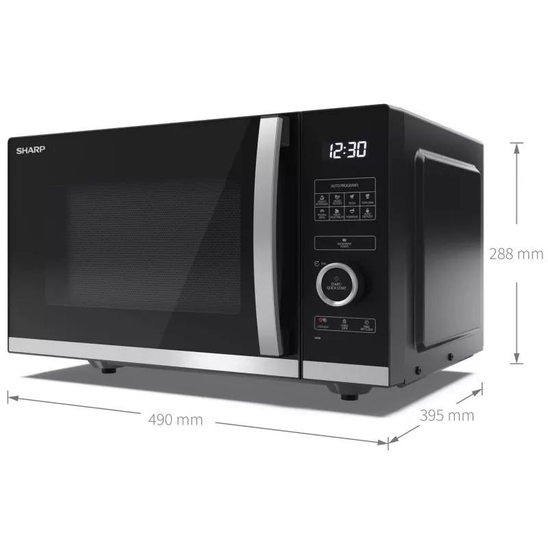 Sharp YC-QS254AE-B mikroviļņu krāsns Melna, Nerūsējošais tērauds Solo mikroviļņu krāsns Uz darba virsmas 25 L 900 W