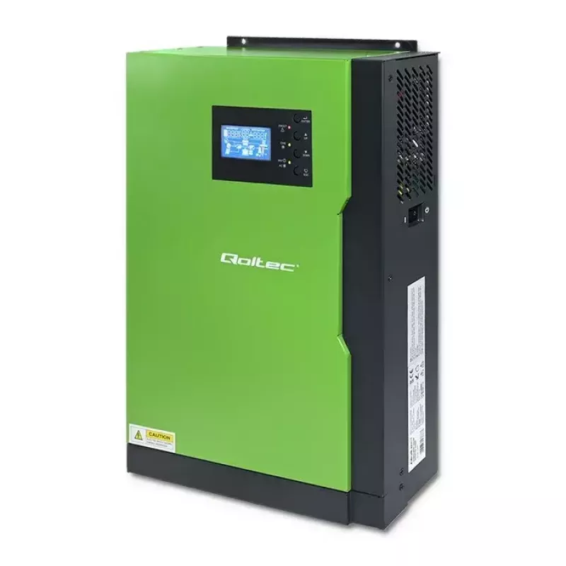 Qoltec 53886 autonomais hibrīdais saules invertors, 3,5 kW, 100 A MPPT, 24 V, tīrs sinuss