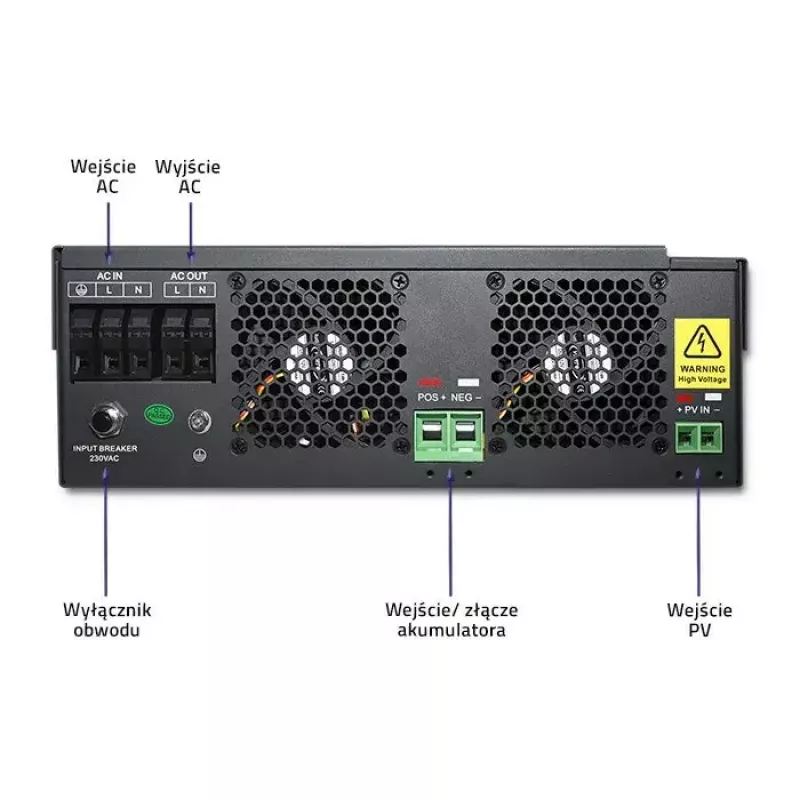 Qoltec 53886 autonomais hibrīdais saules invertors, 3,5 kW, 100 A MPPT, 24 V, tīrs sinuss