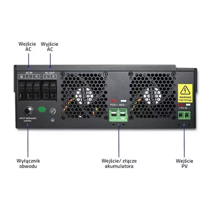 Qoltec 53886 autonomais hibrīdais saules invertors, 3,5 kW, 100 A MPPT, 24 V, tīrs sinuss
