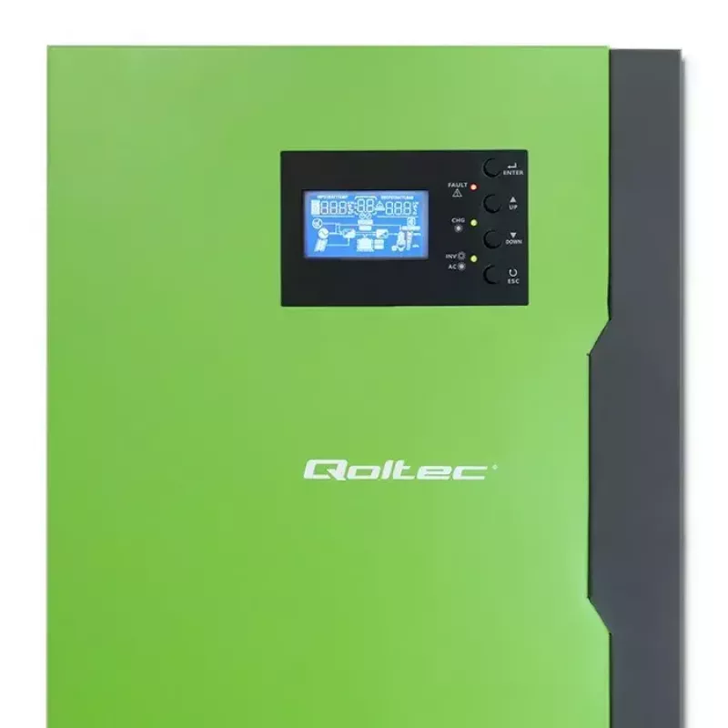 Qoltec 53886 autonomais hibrīdais saules invertors, 3,5 kW, 100 A MPPT, 24 V, tīrs sinuss