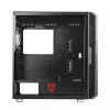 PC korpuss MODECOM AMIRANI ARGB Midi Tower, melns, rūdīts stikls, 2x200 mm priekšējie + 1x120 mm aizmugurējie ventilatori, USB-A 2x, USB-C 1x, atbalsta ATX/ITX, GPU līdz 35 cm
