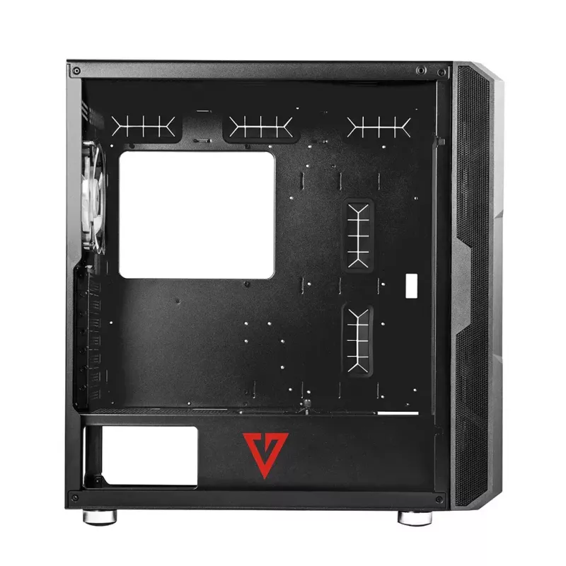 PC korpuss MODECOM AMIRANI ARGB Midi Tower, melns, rūdīts stikls, 2x200 mm priekšējie + 1x120 mm aizmugurējie ventilatori, USB-A 2x, USB-C 1x, atbalsta ATX/ITX, GPU līdz 35 cm