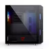 PC korpuss MODECOM AMIRANI ARGB Midi Tower, melns, rūdīts stikls, 2x200 mm priekšējie + 1x120 mm aizmugurējie ventilatori, USB-A 2x, USB-C 1x, atbalsta ATX/ITX, GPU līdz 35 cm