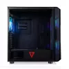 PC korpuss MODECOM AMIRANI ARGB Midi Tower, melns, rūdīts stikls, 2x200 mm priekšējie + 1x120 mm aizmugurējie ventilatori, USB-A 2x, USB-C 1x, atbalsta ATX/ITX, GPU līdz 35 cm