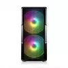 PC korpuss MODECOM AMIRANI ARGB Midi Tower, melns, rūdīts stikls, 2x200 mm priekšējie + 1x120 mm aizmugurējie ventilatori, USB-A 2x, USB-C 1x, atbalsta ATX/ITX, GPU līdz 35 cm