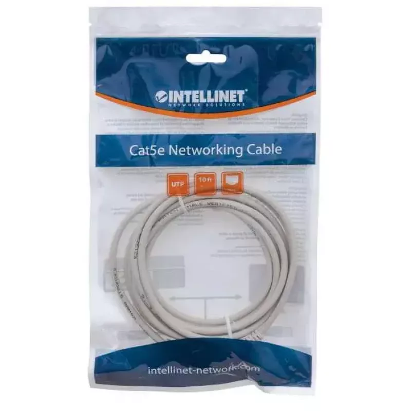 komutācijas kabelis INTELLINET Cat5e U/UTP 3 m, pelēks, CCA, RJ-45–RJ-45, 350 MHz