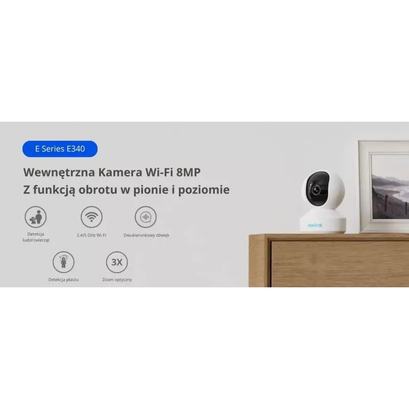 IP drošības ložu kamera Reolink E340 8MP, 4K (3480×2160), PoE/2.4/5 GHz Wi‑Fi, microSD, IP67, 30 fps