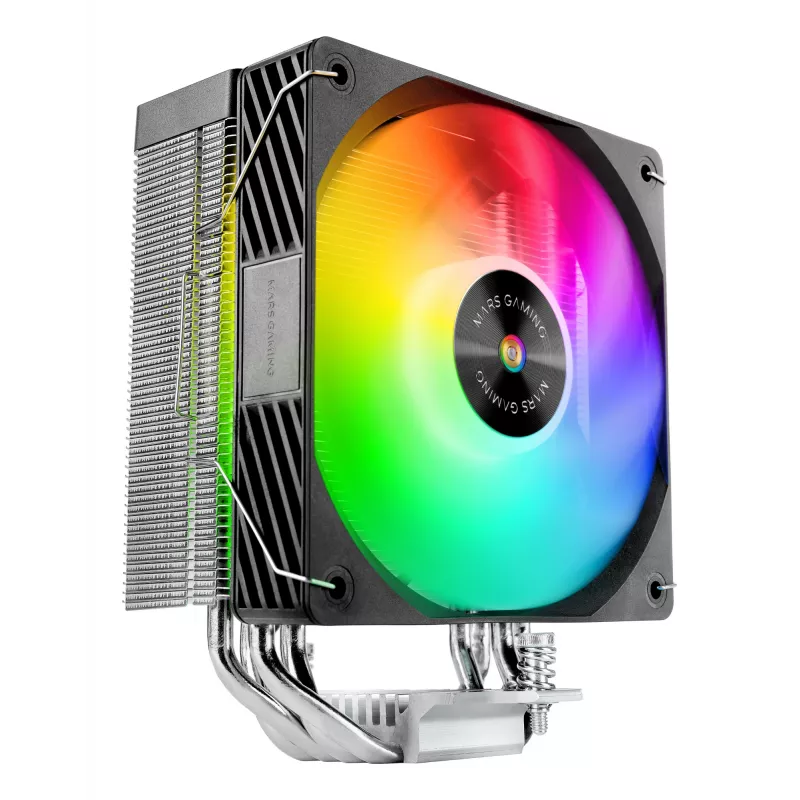 Gaisa dzesētājs TACENS Mars Gaming MCPU-X4ARGB — 120 mm ARGB ventilators, 4 siltuma caurules, TDP 220 W, PWM, LGA1200 atbalsts