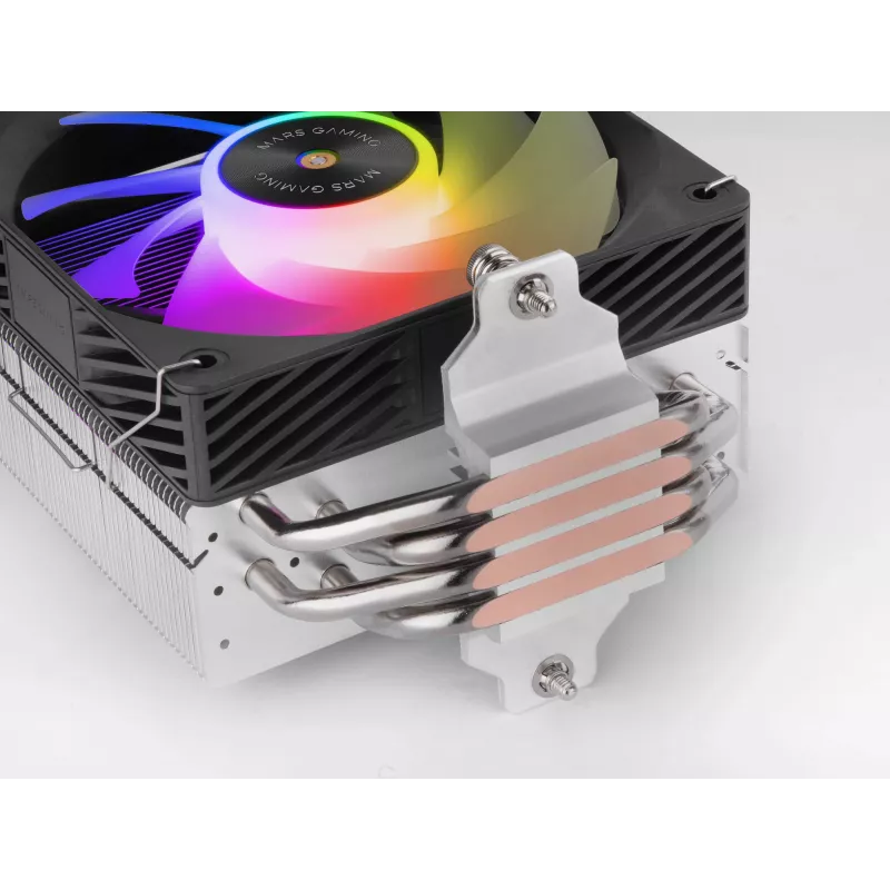 Gaisa dzesētājs TACENS Mars Gaming MCPU-X4ARGB — 120 mm ARGB ventilators, 4 siltuma caurules, TDP 220 W, PWM, LGA1200 atbalsts