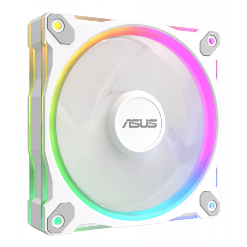 120 mm PC korpusa ventilators ASUS Prime MR120 ARGB Reverse balta — 1600 RPM, 58 CFM, PWM, uzmavas gultnis
