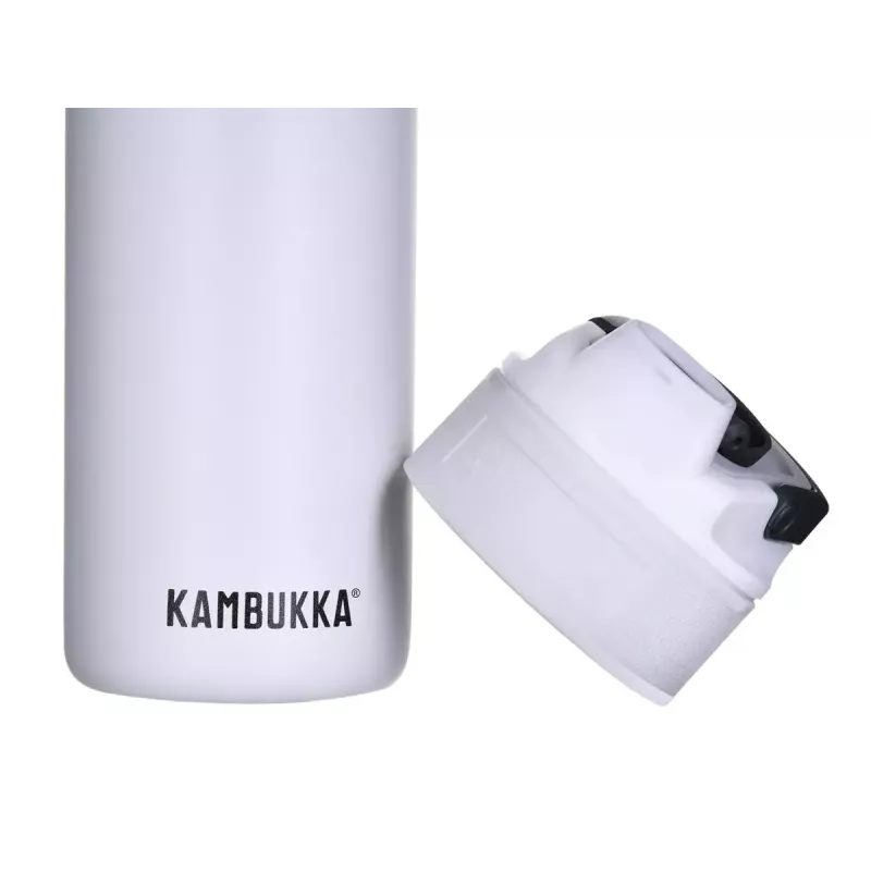 Izolētā pudele Kambukka Elton 600 ml Krīta balts — vakuuma termoss, 18/8 nerūsējošais tērauds, necaurlaidīgs, Snapclean vāks