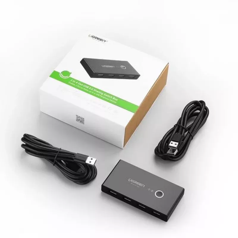 USB centrmezgls UGREEN 30767 — 6 portu USB 2.0 centrmezgls, 1,5 m kabelis, 5 V/2 A, melns