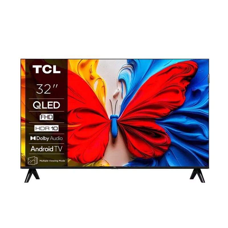 TCL 32V5C 32 collu QLED Full HD viedtelevizors, Android TV, 1920×1080, 60Hz, 2×HDMI, Wi‑Fi, Bluetooth, 20W, Melns