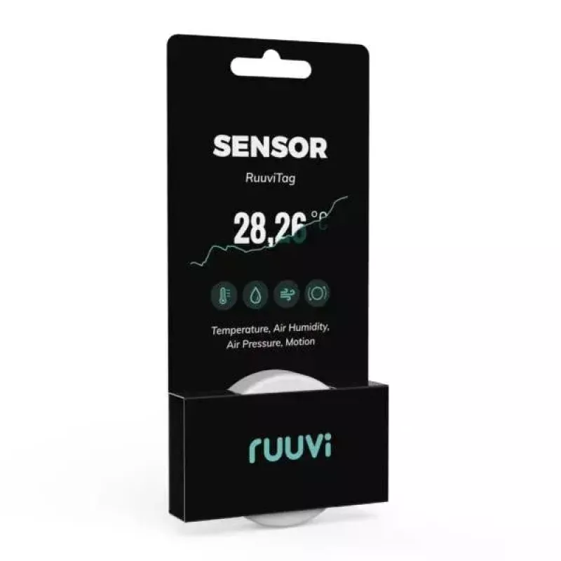 Bezvadu sensors Ruuvi RT4in1 Temperatūra Mitrums Gaisa spiediens Kustība